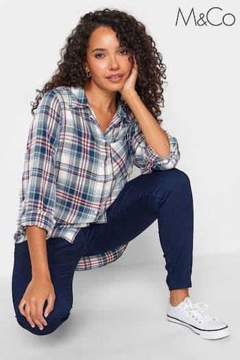 M&Co Blue Petite Check Overhead Shirt (349836) | £27