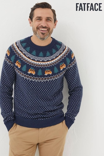 FatFace Blue Christmas Van Fairisle Jumper (349904) | £55