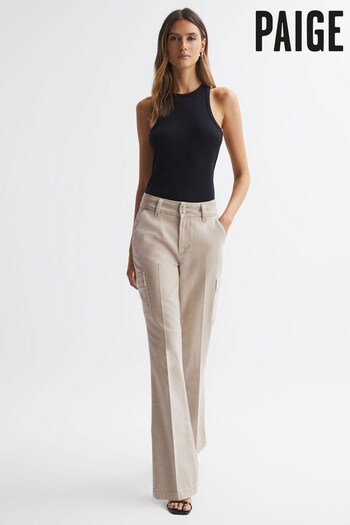 Reiss Vintage Warm Sand Dion Paige Flared Cargo Trousers (350043) | £280