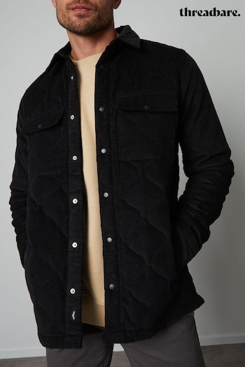 Threadbare Black Cord Overshirt With Quilted Lining (350143) | £35