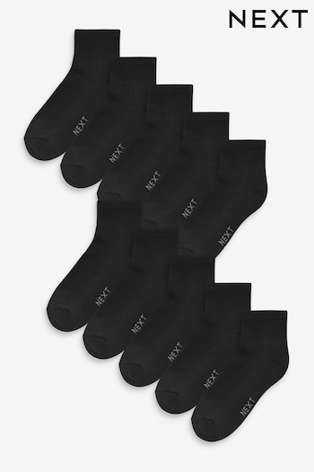 Black 10 Pack Cushioned Sole Mid Trainer Socks (350406) | £20