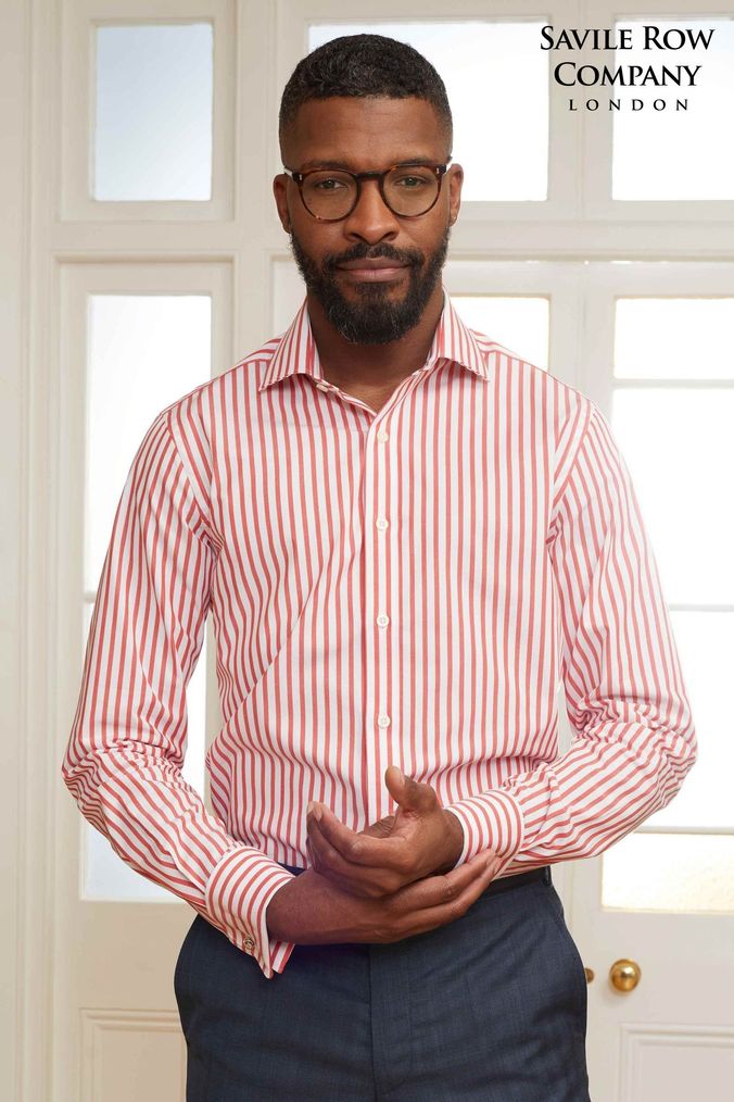 Red striped shirt clearance men