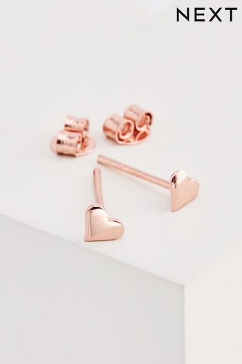 Rose Gold Plated Sterling Silver Heart Stud Earrings (350547) | £7