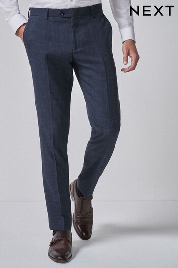Mid Blue Slim Check Suit: Trousers womens (351045) | £45