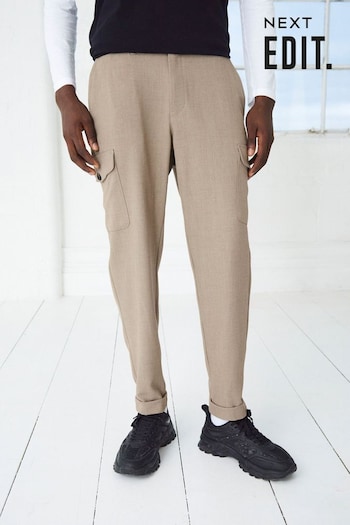 Neutral Relaxed Tapered EDIT Twill Cargo Trousers (351122) | £36