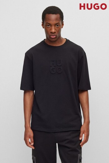 HUGO Black Embossed Logo Relaxed Fit T-Shirt (351238) | £59