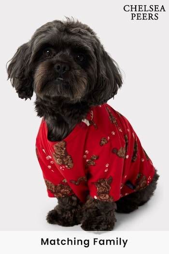 Chelsea Peers Red Recycled Fibre Red Christmas Cockapoo Print Dog Pyjamas (351334) | £20