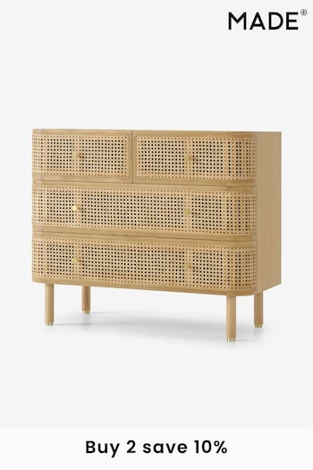 MADE.COM Natural Oak and Rattan Ankhara Chest of Drawers (351658) | £799