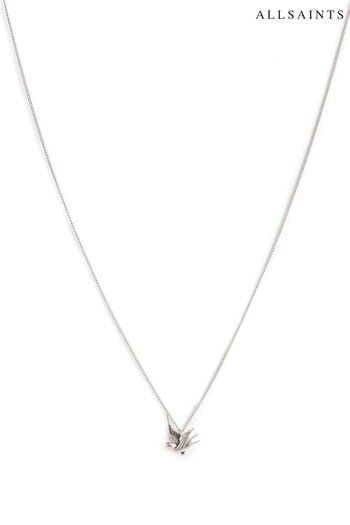 AllSaints Silver Tone Sparrow Pendant Necklace (352026) | £135