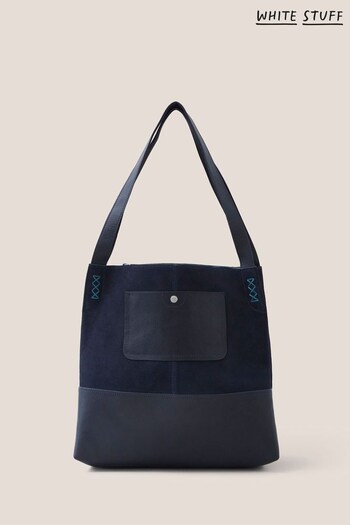 White Stuff Blue Hettie Leather Tote Bag (352147) | £99