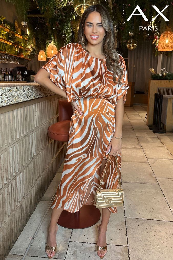 Ax paris off white leopard print dress sales