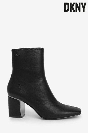 DKNY Cavale Faux Leather Heeled Ankle Black Boots (352657) | £152