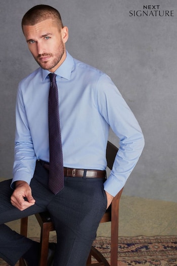 Light Blue Regular Fit Single Cuff Signature Shirt And Tie Pack (352697) | £50