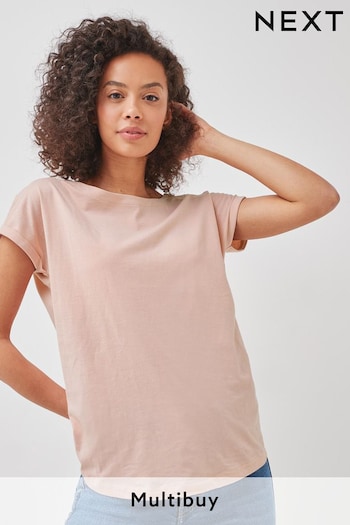 Light Pink Round Neck Cap Sleeve T-Shirt (352779) | £7.50