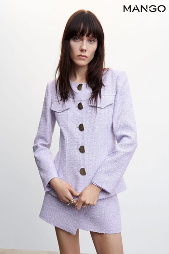 Mango Purple Tweed Jacket With Metal Buttons (353083) | £100