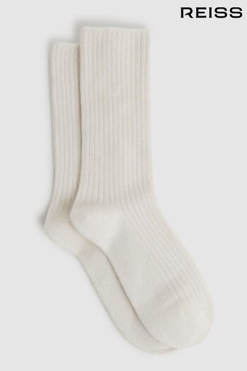 Reiss Grey Marl Chloe Ribbed Wool Cashmere Blend Socks (353215) | £15