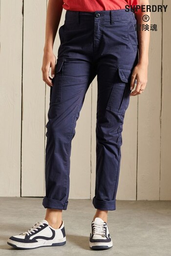 Superdry Blue Organic Cotton Slim Cargo Trousers (353389) | £55