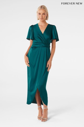 Forever New Green Forever New Estelle Flutter Sleeve Midi Dress (354068) | £110