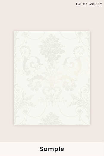 Laura Ashley Pearlescent White Josette Wallpaper Sample Wallpaper (354216) | £1