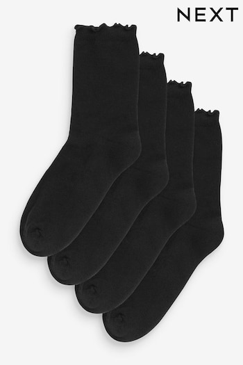 Black Frill Top Cushion Sole Ankle Socks 4 Pack (354670) | £12