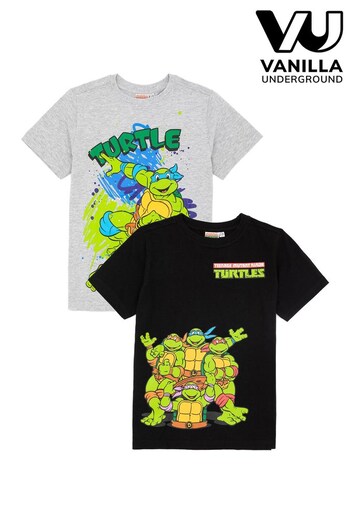 Vanilla Underground Grey/Black Boys Multi Teenage Mutant Ninja Turtles T-Shirts 2 Pack (354809) | £22