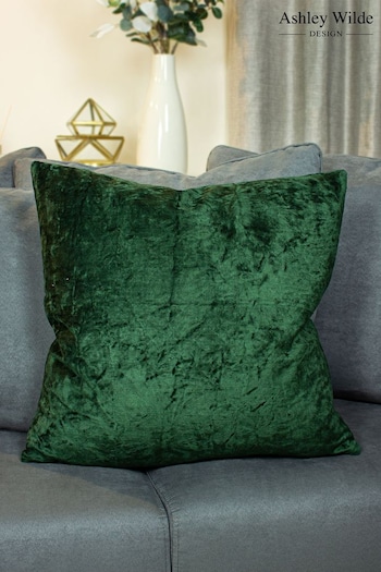 Ashley Wilde Forest Green Kassaro Crushed Velvet Feather Filled Cushion (354872) | £37