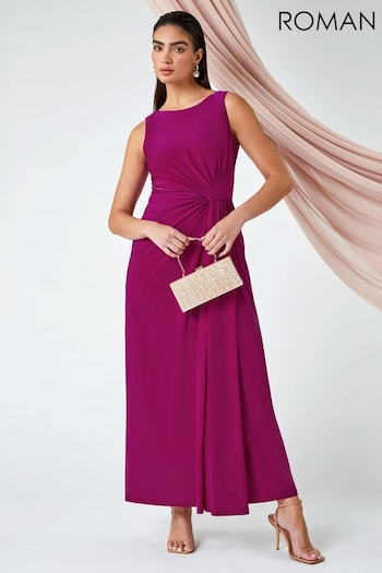 Roman Purple Plain Stretch Drape Maxi Dress (355388) | £110