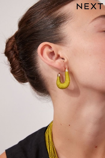Lime Green Thread Wrap Hoop Earrings (355716) | £12