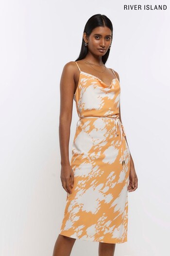 River Island Orange Cowl Neck Slip Dress (355920) | £39