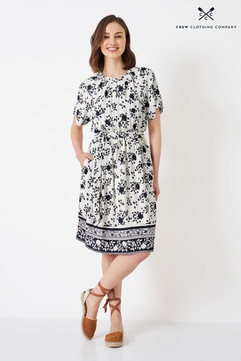 Crew Books Clothing Company Blue Multi Floral Print Flared Dress (356000) | £89
