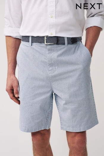 Light Blue Cotton Oxford Chino Shorts with Belt Included (356125) | £26