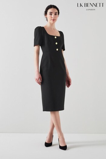 LK Bennett Folly Crepe Shift Black Dress (356231) | £329