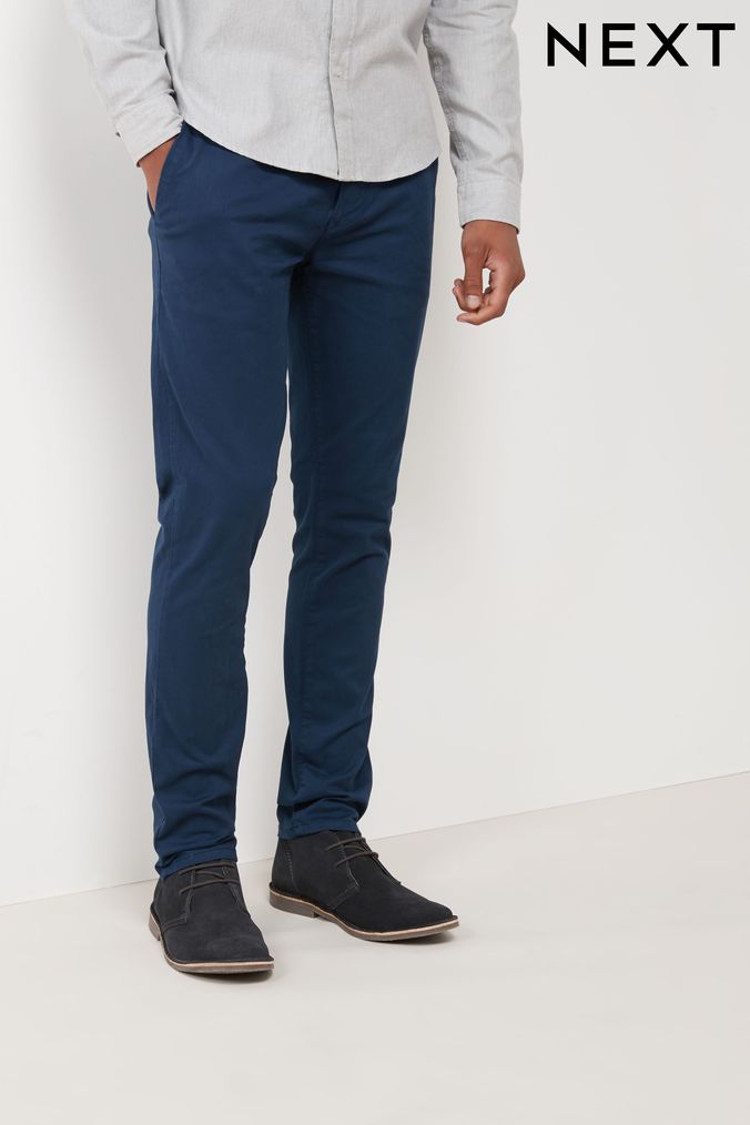 Buy Online Men Navy Blue Regular Fit Solid Chinos at best price  Plussin