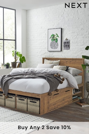 Oak Effect Bronx Platform Bed Frame with Storage (356755) | £750 - £850
