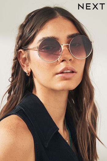 Gold Tone Large Round Metal Sunglasses Marcelo (356870) | £14