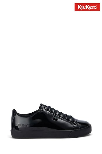 Kickers Youth Womens Tovni Lacer Vegan Patent Black Shoes (357242) | £55