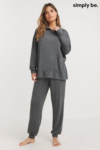 Simply Be Charcoal Pretty Secrets Funnel Neck Snit Lounge Set (358182) | £30