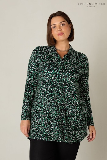 Live Unlimited Green Spot Print Long Sleeve Jersey Shirt (358413) | £49