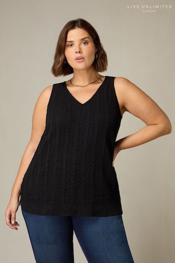 Live Unlimited Curve Crochet Knit Black Vest Top (358533) | £45