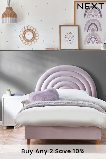 Opulent Velvet Lilac Purple Rainbow Kids Upholstered Bed Frame (358823) | £399 - £450