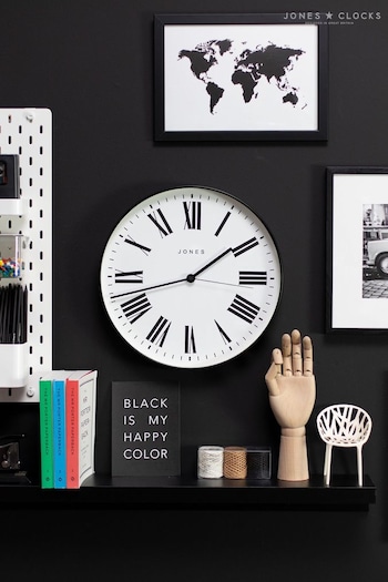 Jones Clocks Black Magazine Black Wall Clock (359225) | £40