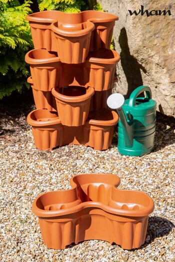 Vista Set of 5 Brown Garden Medium Plastic Tri-Planter (359383) | £20