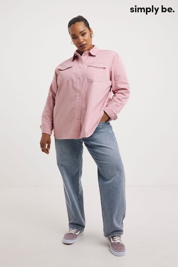 Simply Be Pink Washed Oversized Denim Shirt (359535) | £28