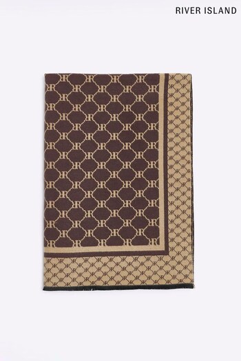 River Island Brown RIR Monogram Scarf (359661) | £25