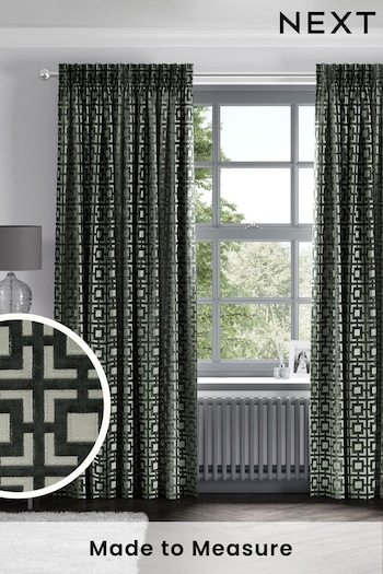 Green Luxe Square Velvet Made to Measure Curtains (359920) | £44