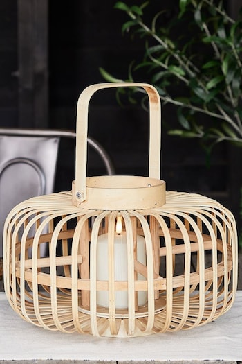 Lights4fun Natural Bamboo Garden Lantern with TruGlow® Candle (359957) | £54.99