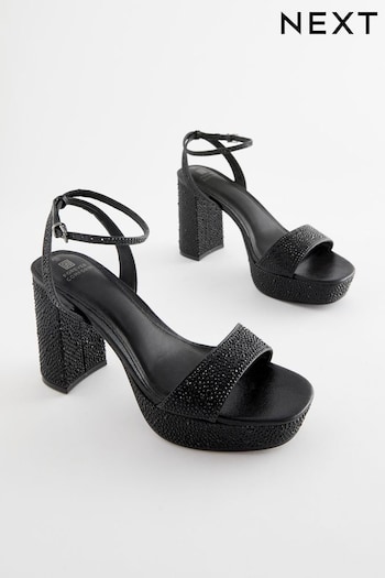 Black Forever Comfort® Bling Platform Sandals Retro (360167) | £50