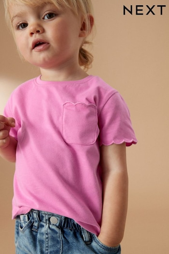 Bright Pink Short Sleeve Scallop T-Shirt (3mths-7yrs) (360362) | £4 - £6