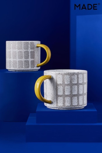 MADE.COM Set of 2 Natural/White/Yellow Joss Mugs (360644) | £18