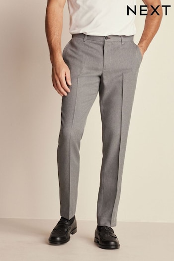 Grey Slim Trimmed Herringbone Textured Trousers (360794) | £32